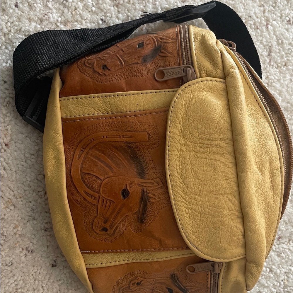Yellow and Brown Leather Horse Design Bag - Picture 6 of 6